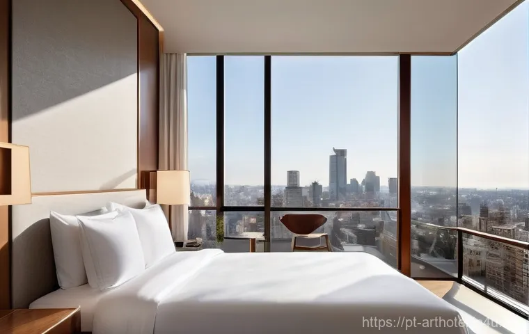 아트호텔에서의 예술적 휴식 - **Prompt for Curated Art Space in a Hotel Lobby:**
    "A grand, elegant hotel lobby with high ceili...