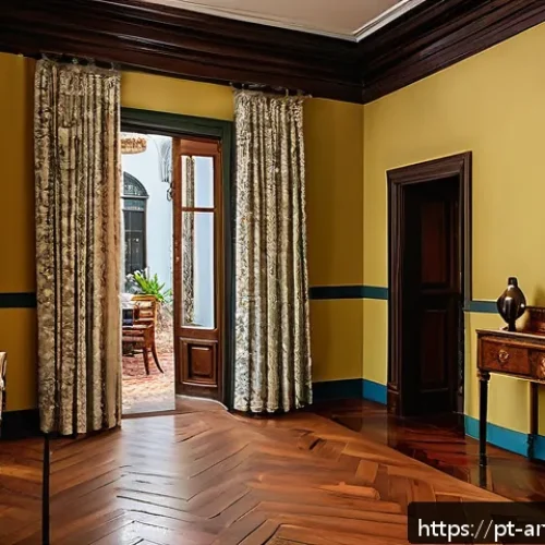 Home 31 아트호텔과 빈티지 예술 - A cozy boutique hotel hallway blending vintage and modern styles, featuring restored antique wooden ...
