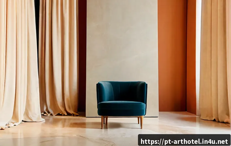 아트호텔 조용한 분위기 - Photorealistic quiet art hotel lobby in Lisbon, Portugal, minimalist Portuguese contemporary design,...